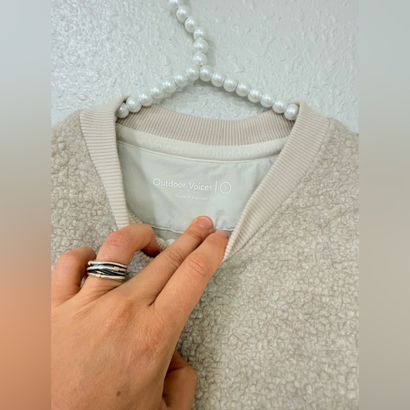 Outdoor Voices S Megafleece Wool Sweater Sweatshirt Sherpa Tan Crew Neck Brown - Picture 5 of 11